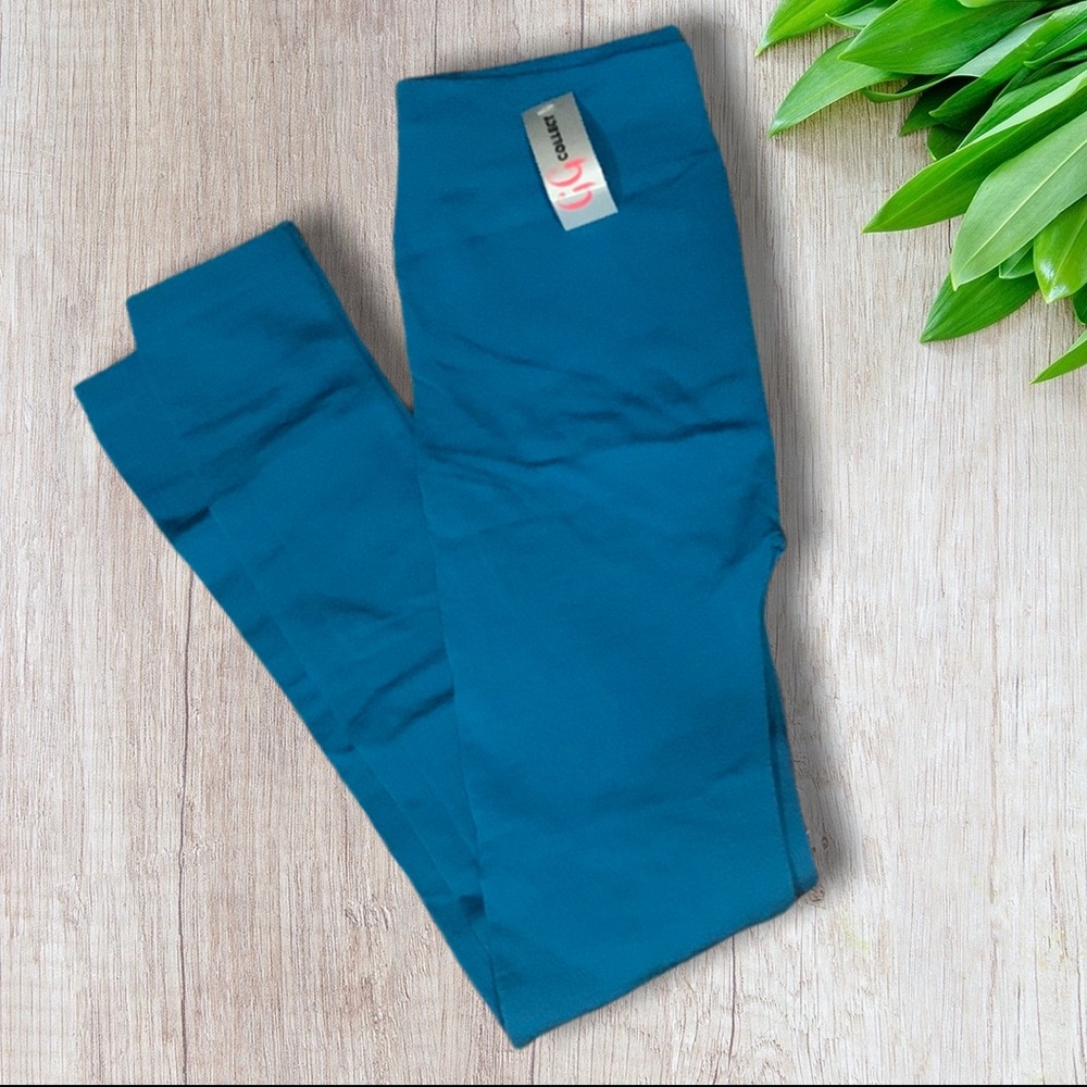 Fleece leggings teal plus size